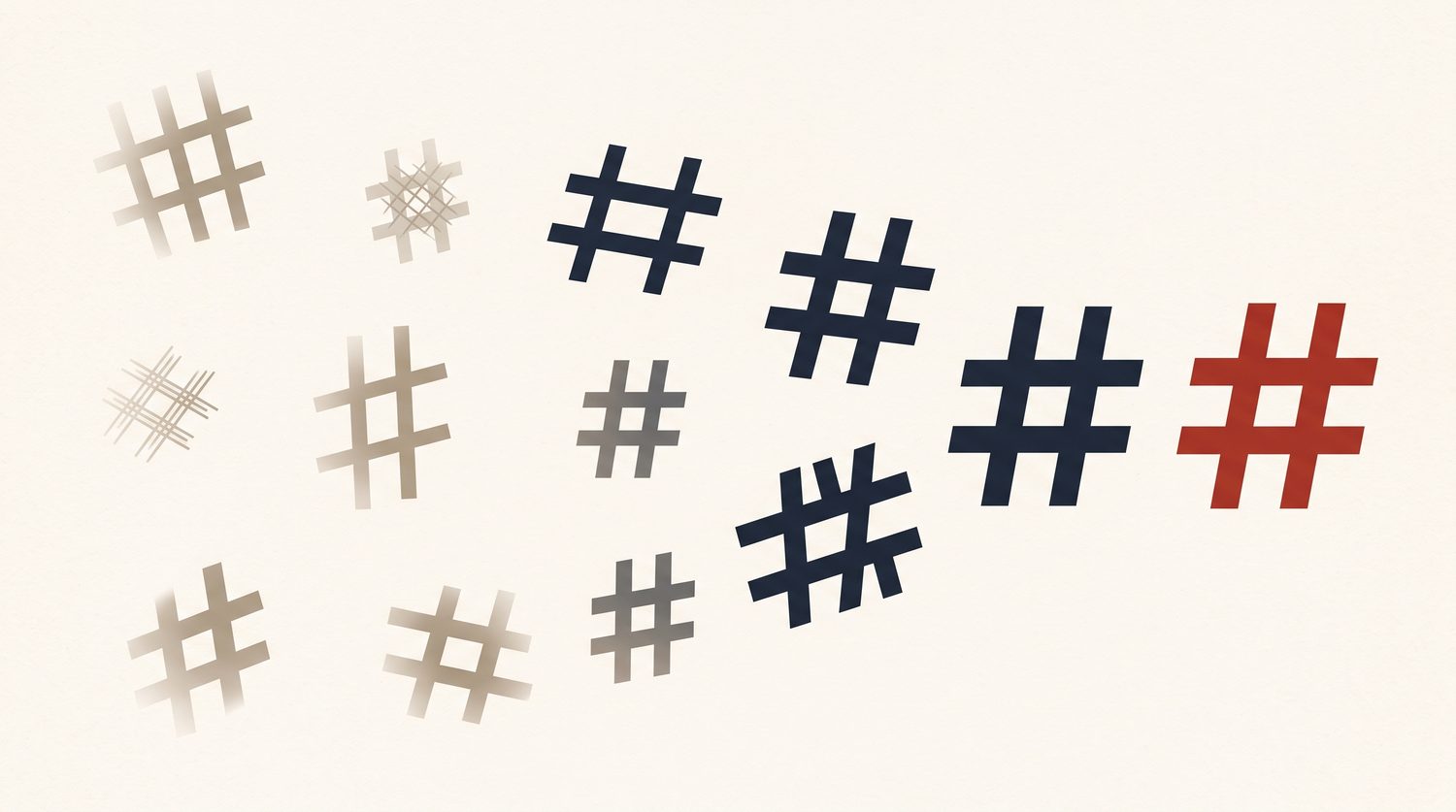 Eight scattered faint variations of the same mark resolving into one sharp red mark